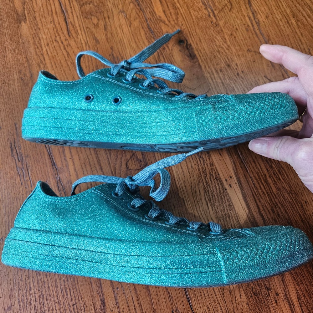 Converse Chuck Taylor All Star Brittany Glitter Green Sneakers Low Womens 7 - Picture 5 of 8